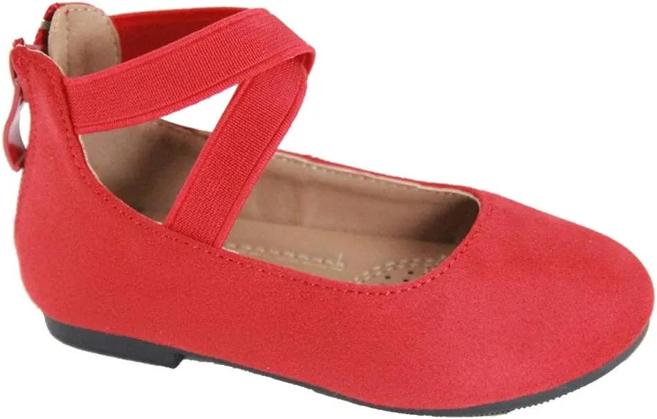 Blue Lemon Girl's Ballerina Flat Shoes with Elastic Crossing Straps