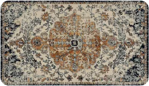 Boho Style Door Mat, Welcome Doormat for Indoor/Outdoor Entrance, Non-Slip Machine Washable Bohemia Floor Mat for Farmhouse Patio Entry & Mudroom Retro Blue Floral Rug Decor 17x30 Inch