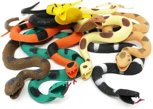 Boley Giant Realistic Rubber Snakes - 8 Pack 18" Long Realistic Fake Snake Toy Set - Pack Includes Python, Rattlesnake, Cobra - Prank Toys, Theater Props, and Party Favors - Rubber Snakes for Kids!