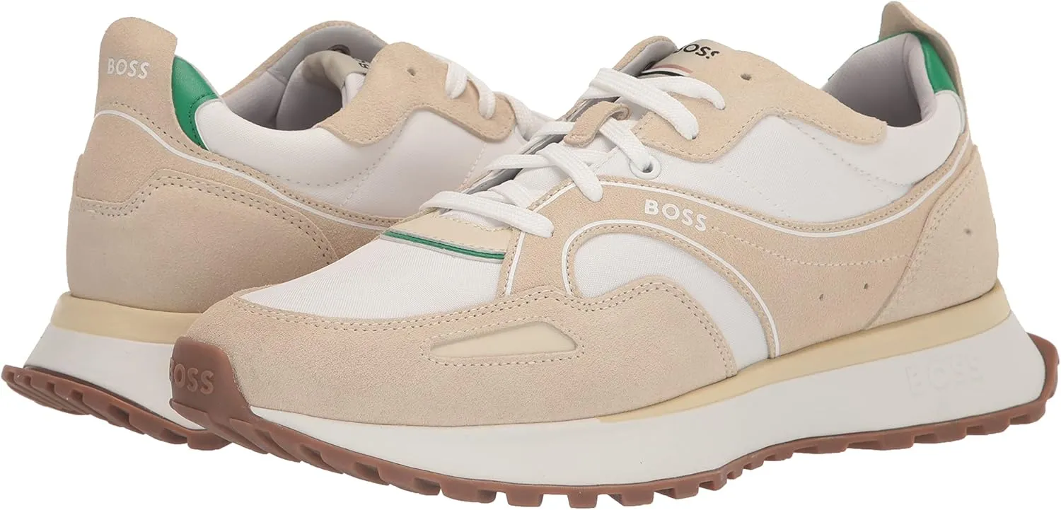 BOSS Men's Running Style Nylon with Suede Trim Sneakers