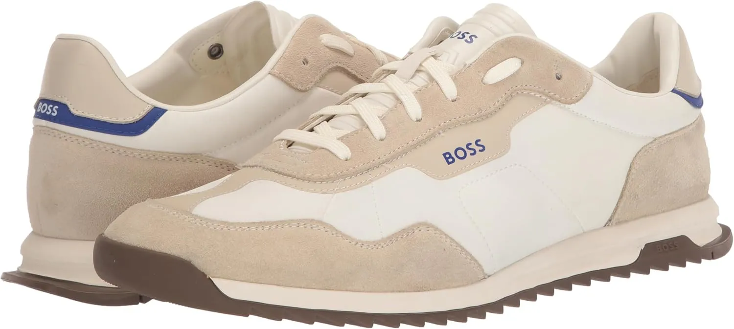 BOSS Men's Zayn Low Profile Suede Leather Two Tone Sneaker