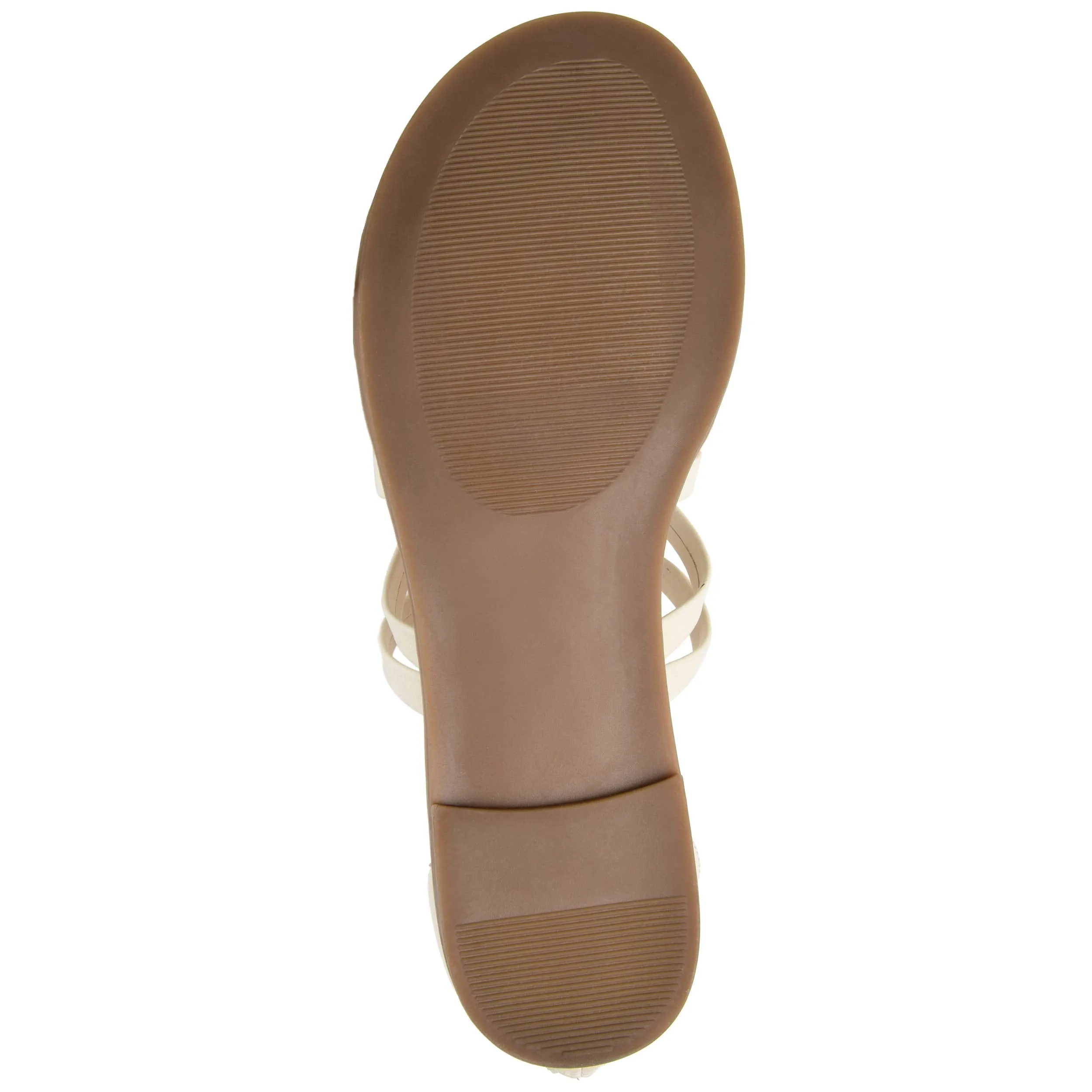 Brinley Co Comfort Womens Dual Buckle Gladiator Sandal Ivory, 7.5 Regular US