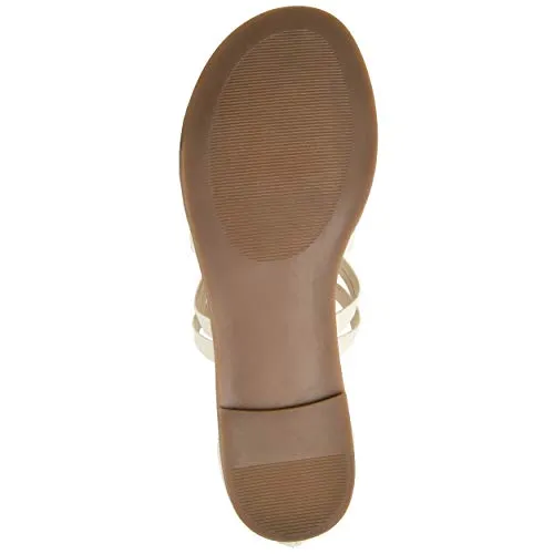 Brinley Co Comfort Womens Dual Buckle Gladiator Sandal Ivory, 7.5 Regular US