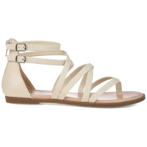Brinley Co Comfort Womens Dual Buckle Gladiator Sandal Ivory, 7.5 Regular US