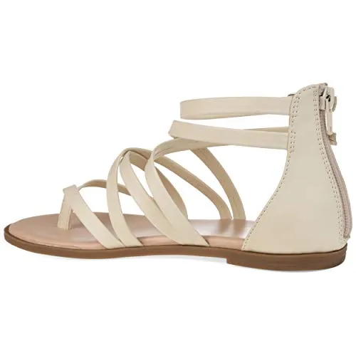 Brinley Co Comfort Womens Dual Buckle Gladiator Sandal Ivory, 7.5 Regular US