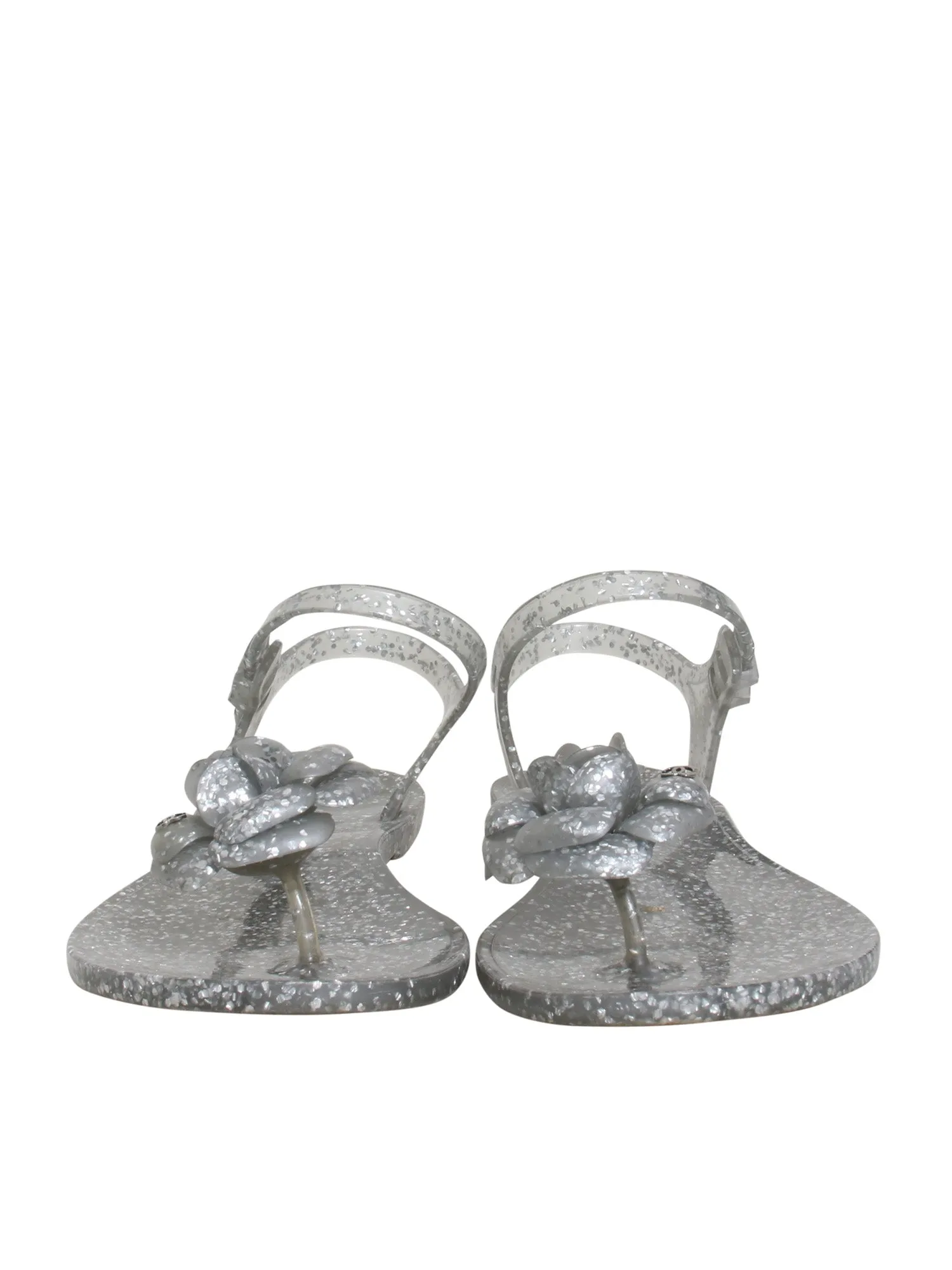 Camellia Accent Rubber Flat Sandals