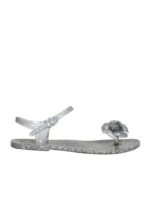 Camellia Accent Rubber Flat Sandals