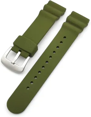 CAREG 22mm Sport Silicone Strap Stainless Steel Hoop Buckle Diver Waterproof Men Rubber Replacement Watch Wrist Band Compatible With Seiko Prospex Durable
