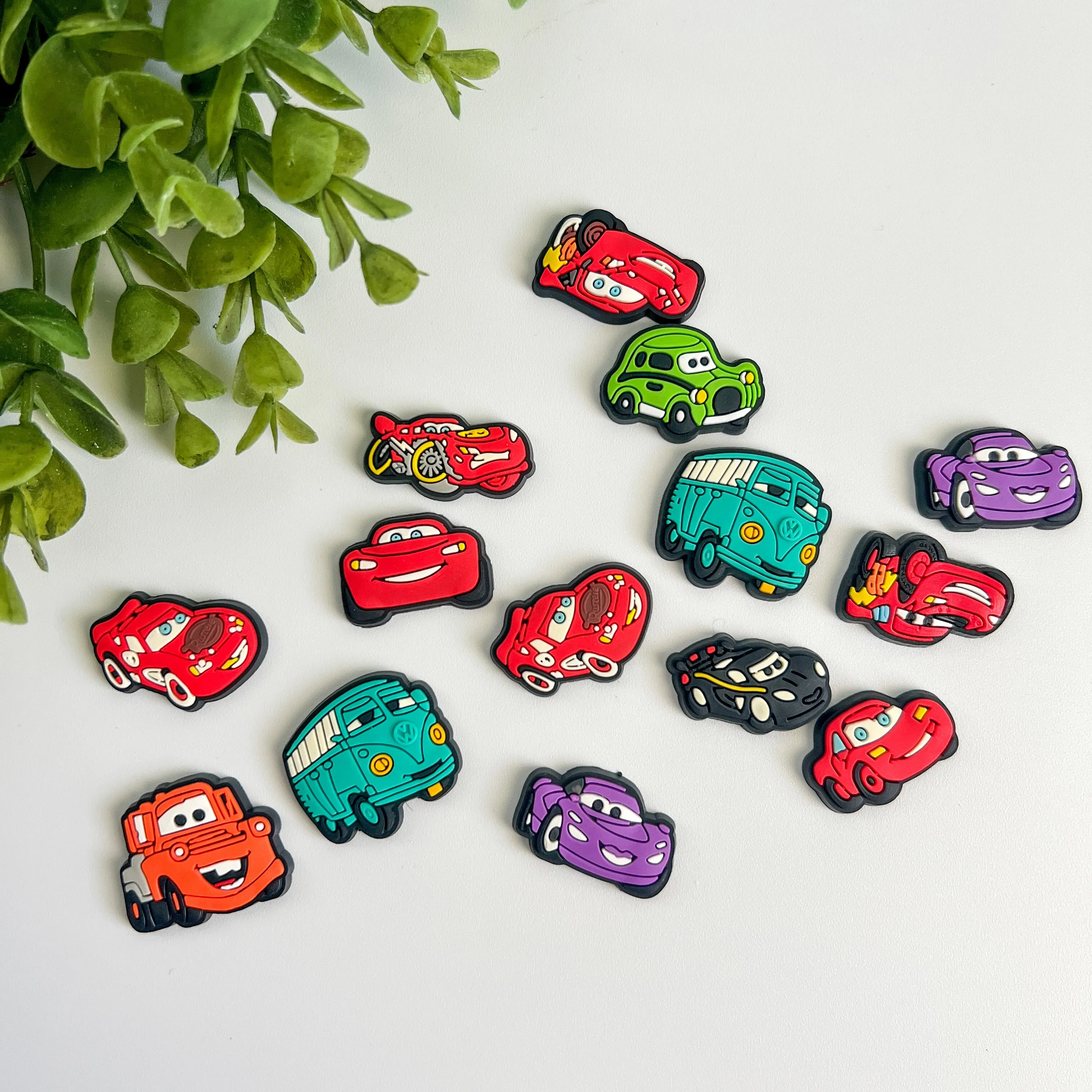 Cars Rubber Charms Mixed Colors 8 pcs