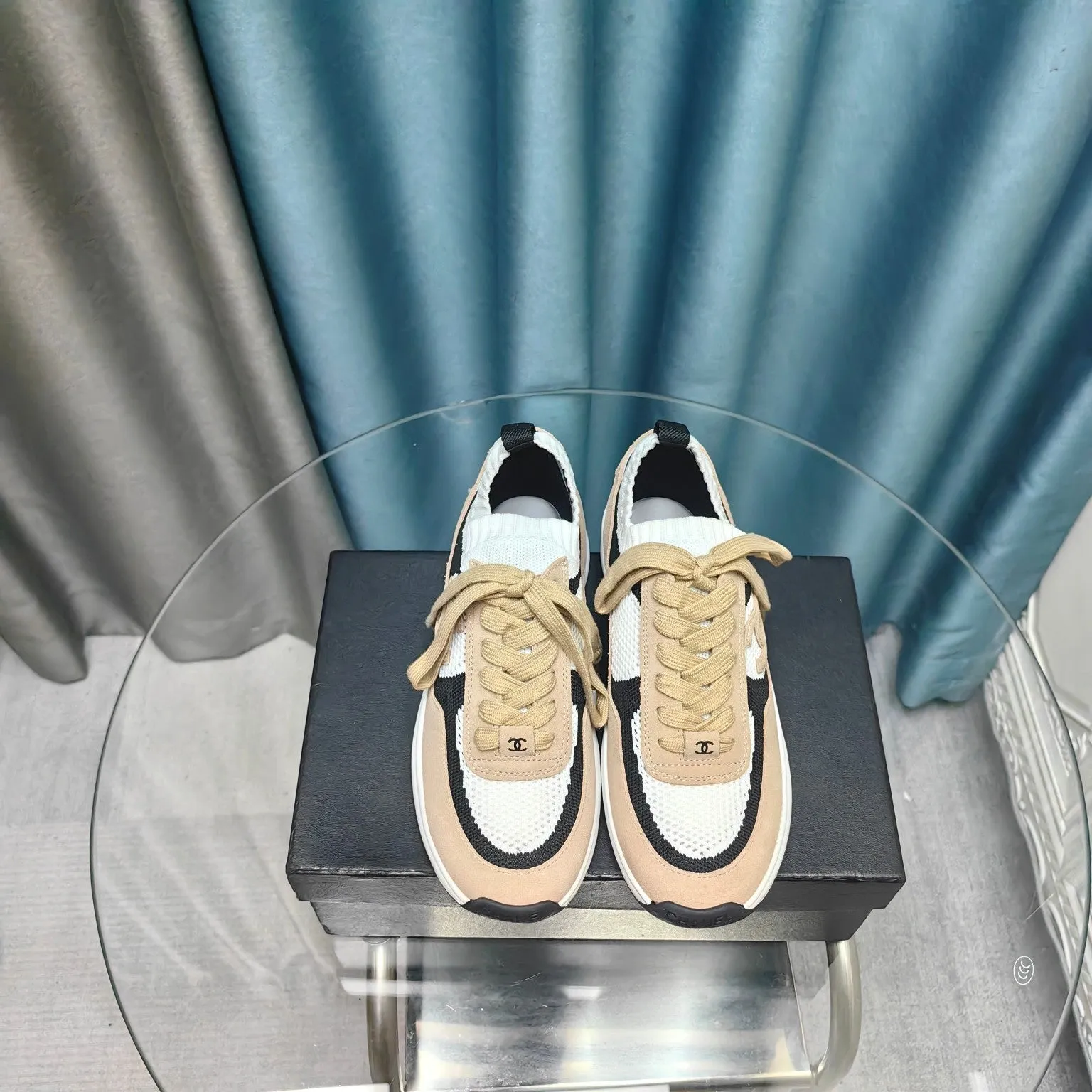 CC Sneaker Beige White Suede And Polyester Mesh Fabric
