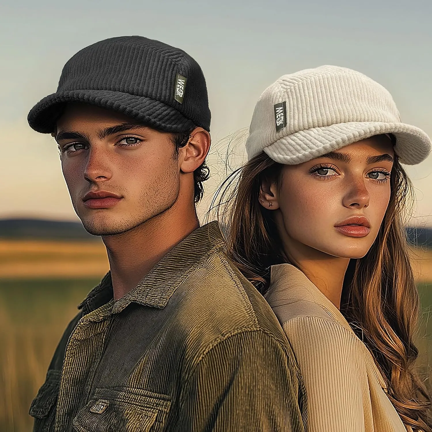 Clakllie Corduroy 5 Panel Hat Short Brim Baseball Cap Urban Street Flat Bill Hats Cooling Trucker Hats Snapback Fitted Cap