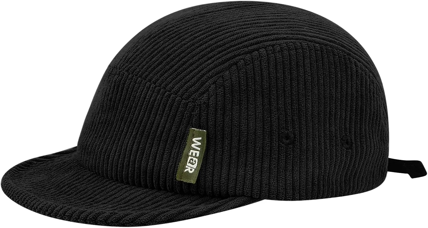 Clakllie Corduroy 5 Panel Hat Short Brim Baseball Cap Urban Street Flat Bill Hats Cooling Trucker Hats Snapback Fitted Cap