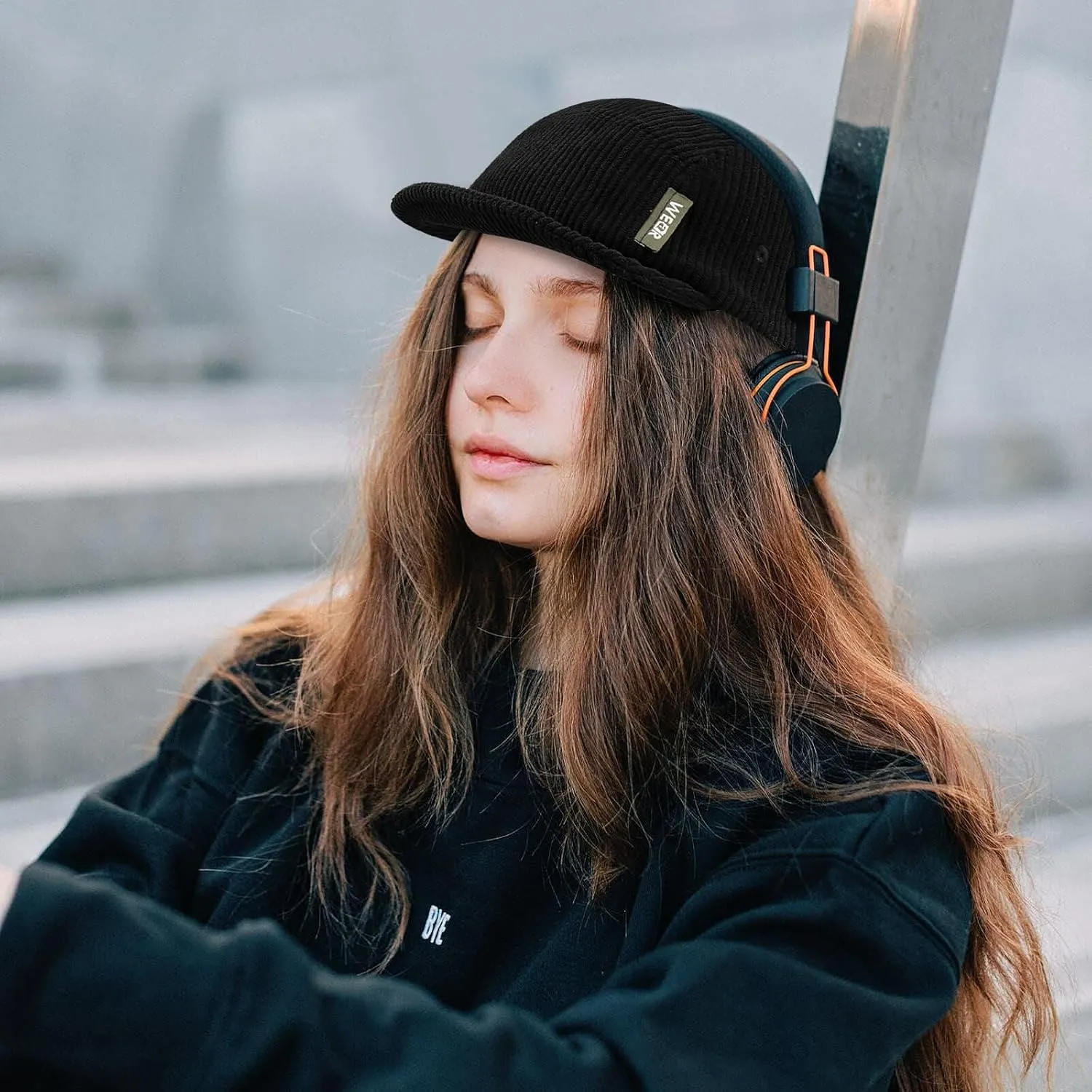 Clakllie Corduroy 5 Panel Hat Short Brim Baseball Cap Urban Street Flat Bill Hats Cooling Trucker Hats Snapback Fitted Cap