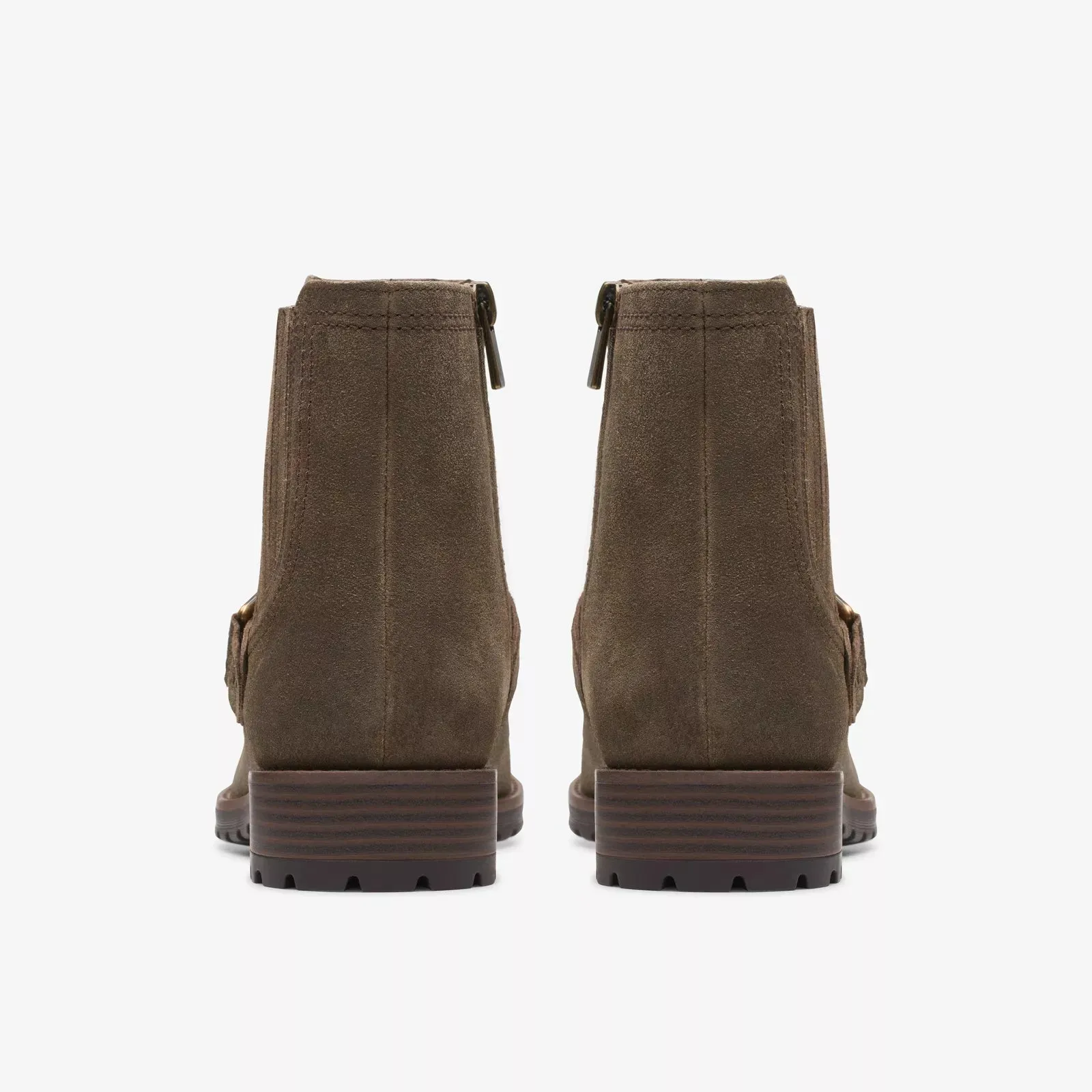 Clarks Women's Aspra Buckle Dark Olive Suede