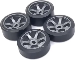 Compatible with Wltoys 284131 K969 K979 K989 for Mini-Z 1:28 RC Car 1/28 Upgrades Parts 25mm Drift Tire Tyre Metal Wheel Rim RC Wheel Tires(Gray)