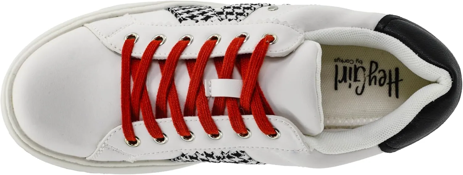 Corkys Footwear Hey Girl Tailgate Sneakers - A Trendy Lace-Up Sneaker with A V Stripe On The Side, Scalloped Eyelets, and Cushioned Lift for Chic Comfort