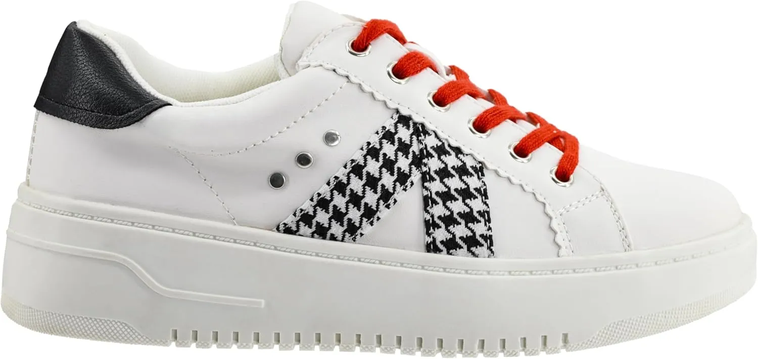 Corkys Footwear Hey Girl Tailgate Sneakers - A Trendy Lace-Up Sneaker with A V Stripe On The Side, Scalloped Eyelets, and Cushioned Lift for Chic Comfort