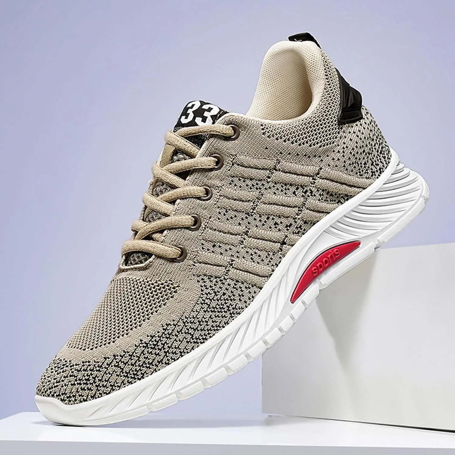 Couple Men's Elevator Shoes Men's Casual Mesh Trainers Lightweight Breathable Lace Up Sports Shoes with Hidden Lift Heel for Men Cm Mens Sneaker Socks Low Cut