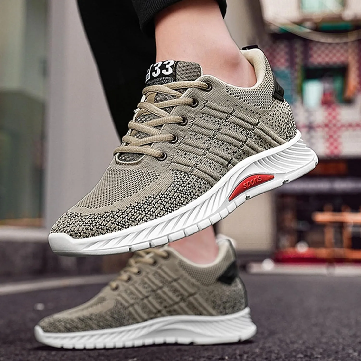 Couple Men's Elevator Shoes Men's Casual Mesh Trainers Lightweight Breathable Lace Up Sports Shoes with Hidden Lift Heel for Men Cm Mens Sneaker Socks Low Cut