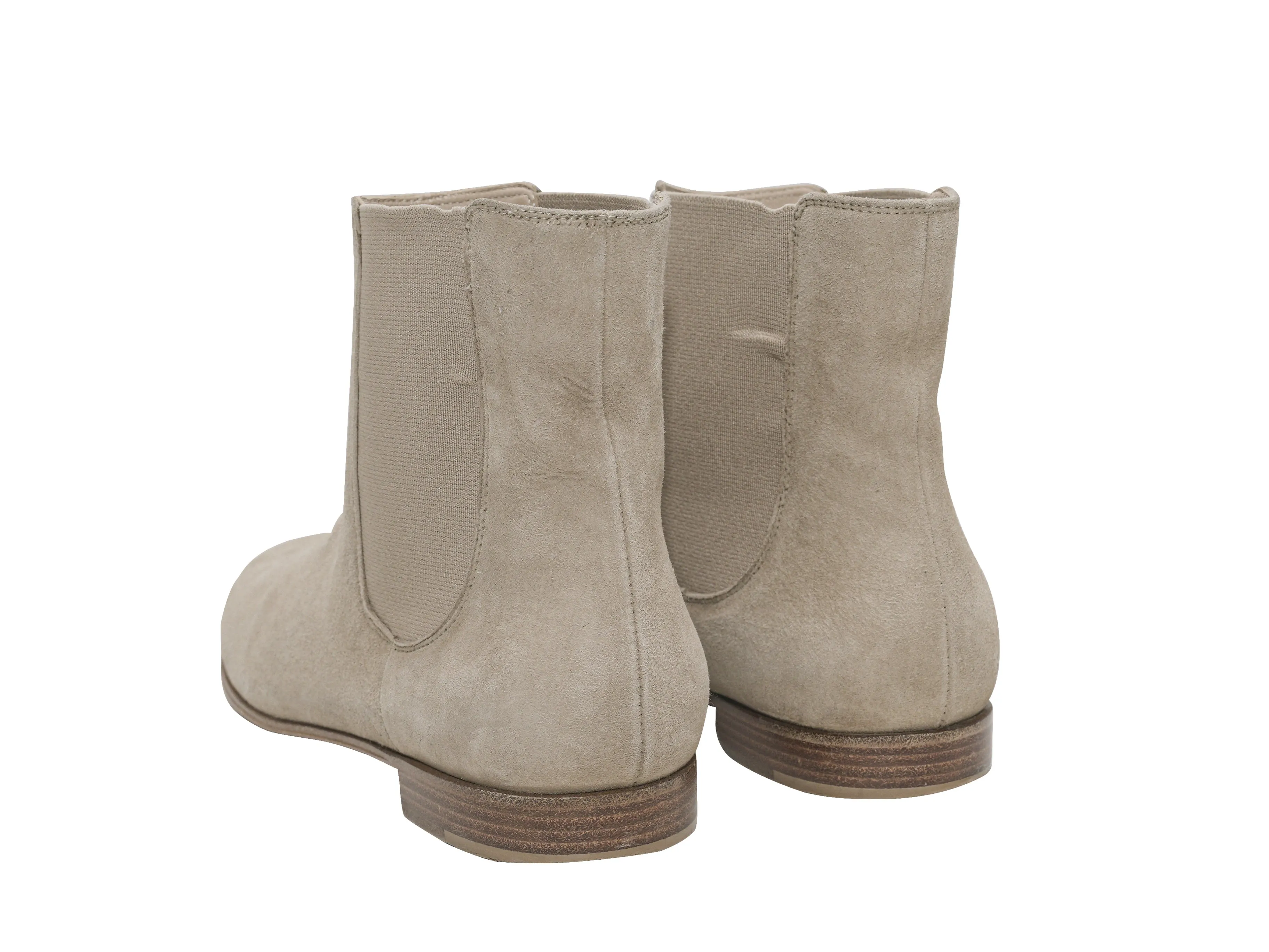 Cream Gianvito Rossi Flat Suede Ankle Boots Size 37