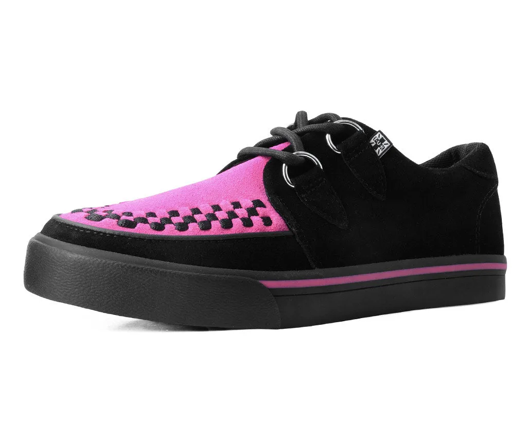 Creeper Sneaker Neon Pink & Black Suede
