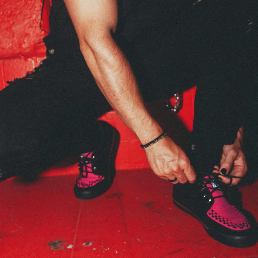 Creeper Sneaker Neon Pink & Black Suede