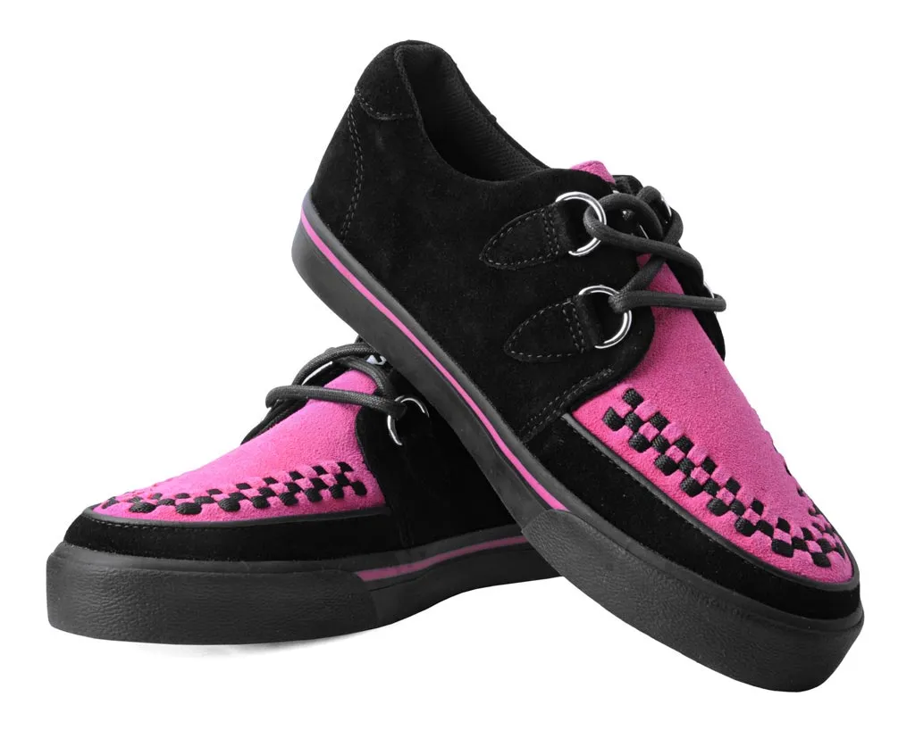 Creeper Sneaker Neon Pink & Black Suede