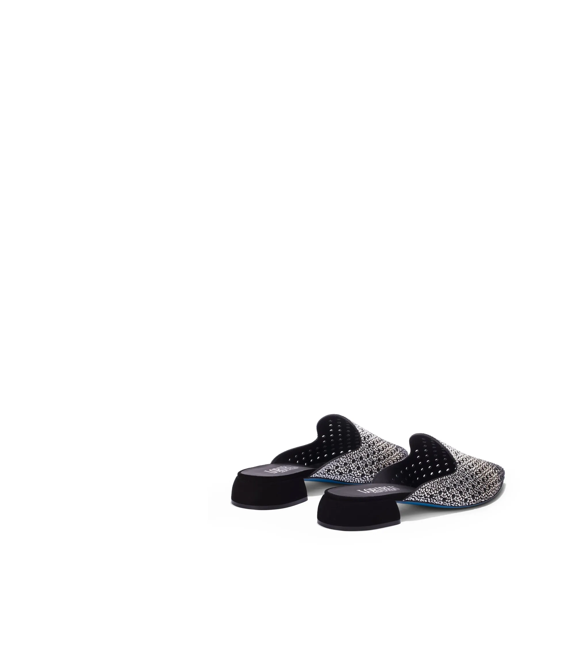 Crystals black suede flat mules