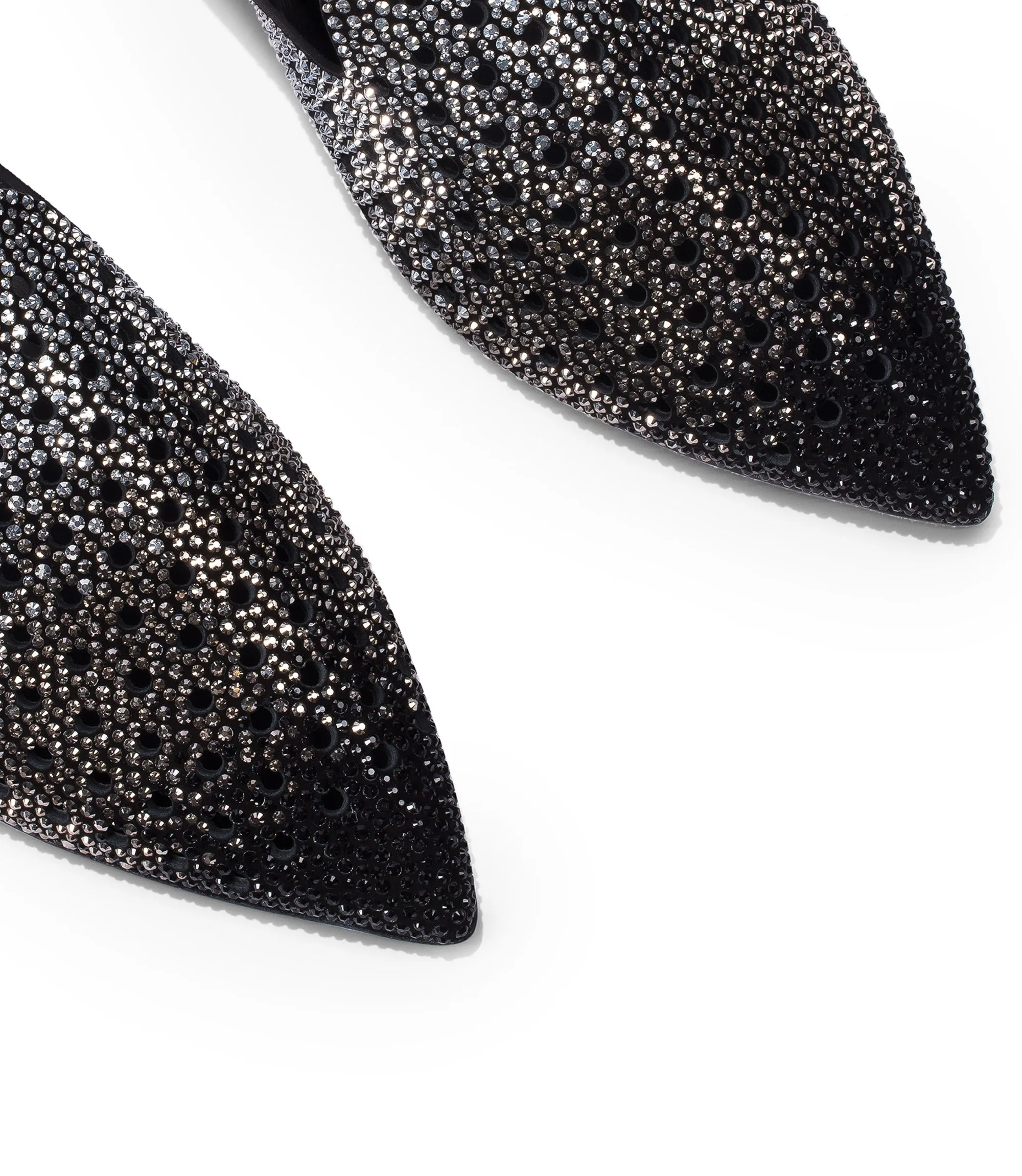Crystals black suede flat mules