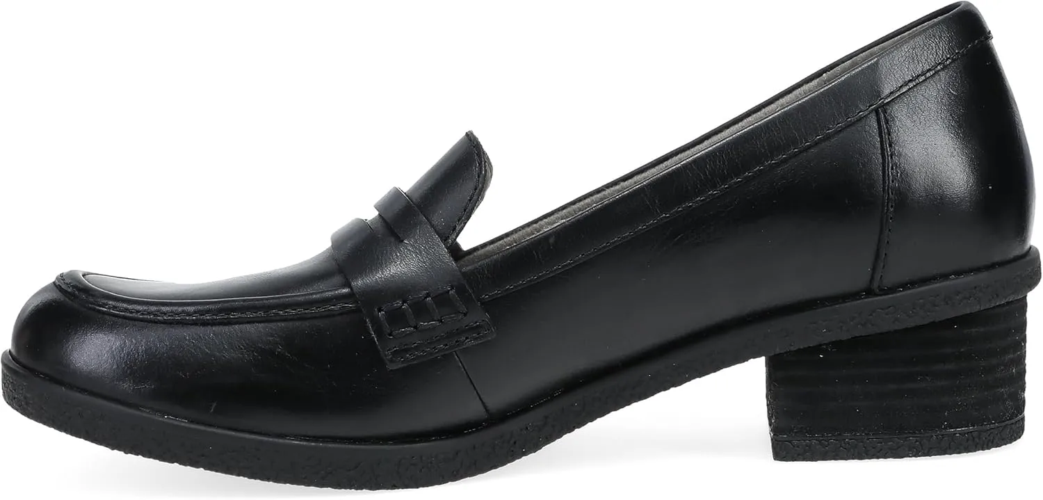 Dansko Danica Heeled Loafer for Women - Waterproof Leather with Rubber Outsole and Leather Stacked Heel for Long-Lasting Style in Any Weather