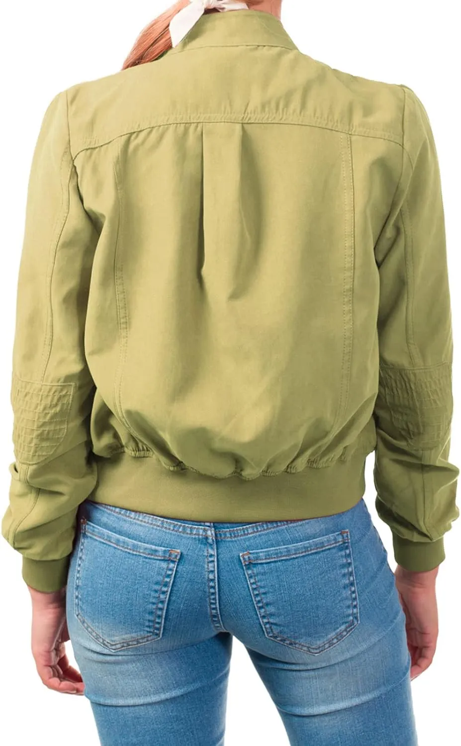 Design by Olivia Women's Casual Faux Suede Ribbed Hem Zip Up Bomber Short Jacket