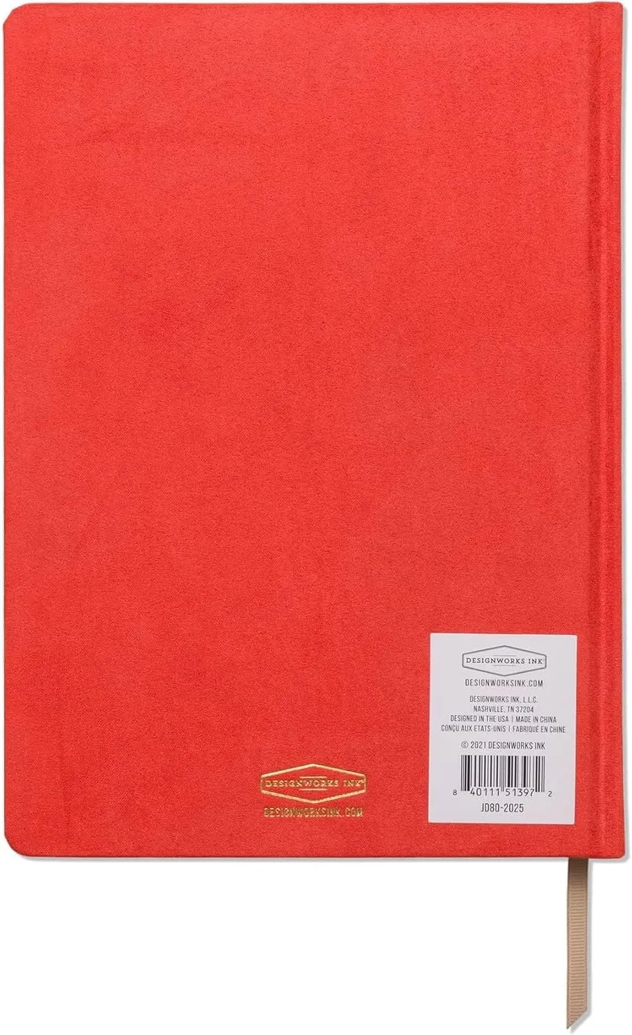 DesignWorks Ink Good Things Are Coming Orange 7.5" x 10.25" Jumbo Journal Notebook with Vegan Suede, Gold Arches Accents, Lined Pages, Ribbon Marker for Work, Writing, Journaling