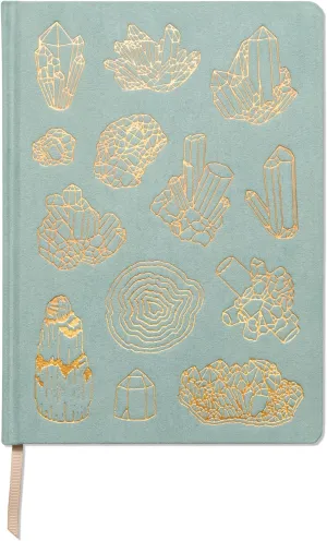 DesignWorks Ink Mineralogy Green Crystal 7.5" x 10.25" Jumbo Journal Notebook with Vegan Suede Cover, Gold Accents, Lined Pages, Ribbon Marker for Work, Writing, Journaling