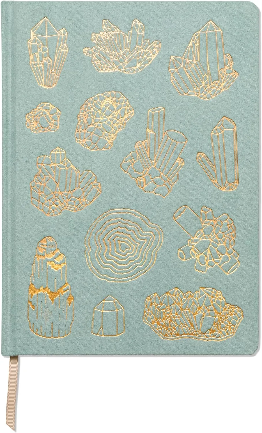DesignWorks Ink Mineralogy Green Crystal 7.5" x 10.25" Jumbo Journal Notebook with Vegan Suede Cover, Gold Accents, Lined Pages, Ribbon Marker for Work, Writing, Journaling