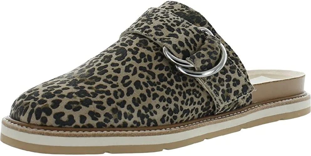 Dolce Vita Women's Verna Mule, TAN/Black Dusted Leopard Suede, 9.5