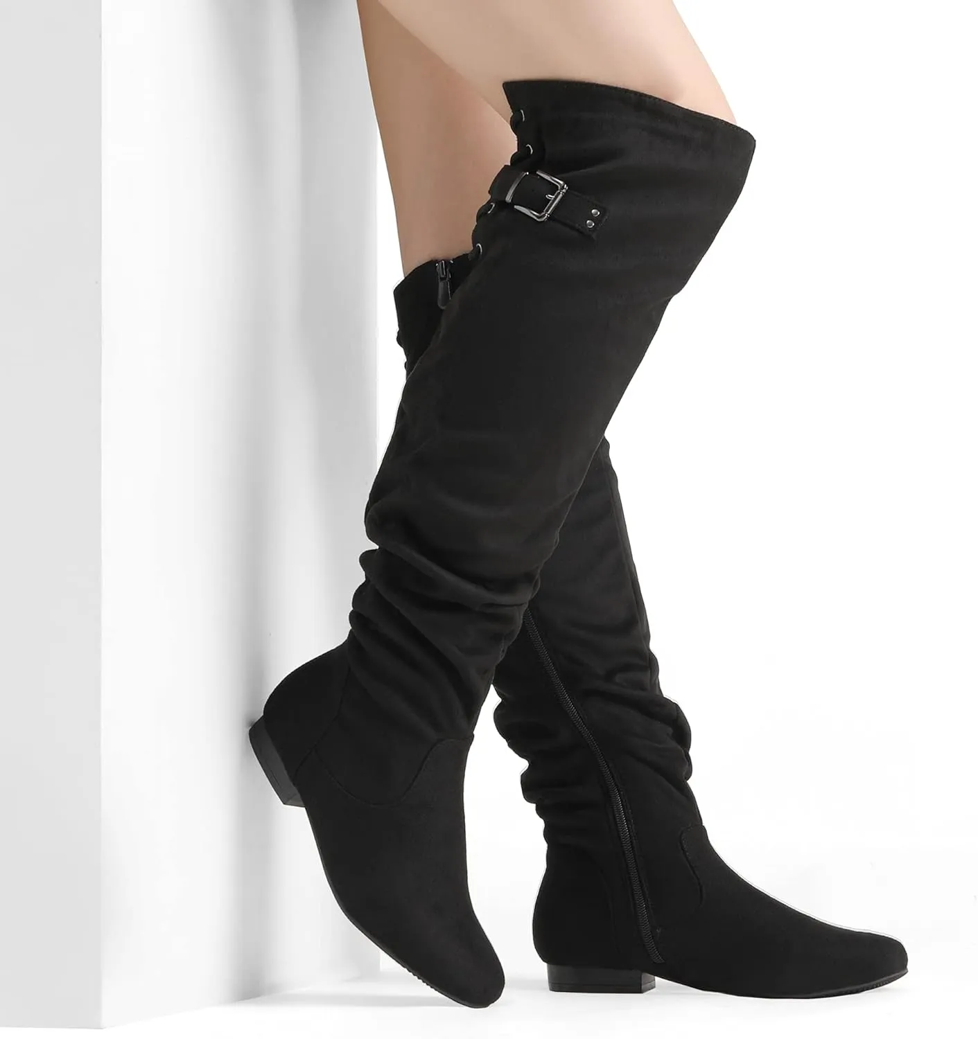 DREAM PAIRS Women's Suede Over The Knee Thigh High Winter Boots