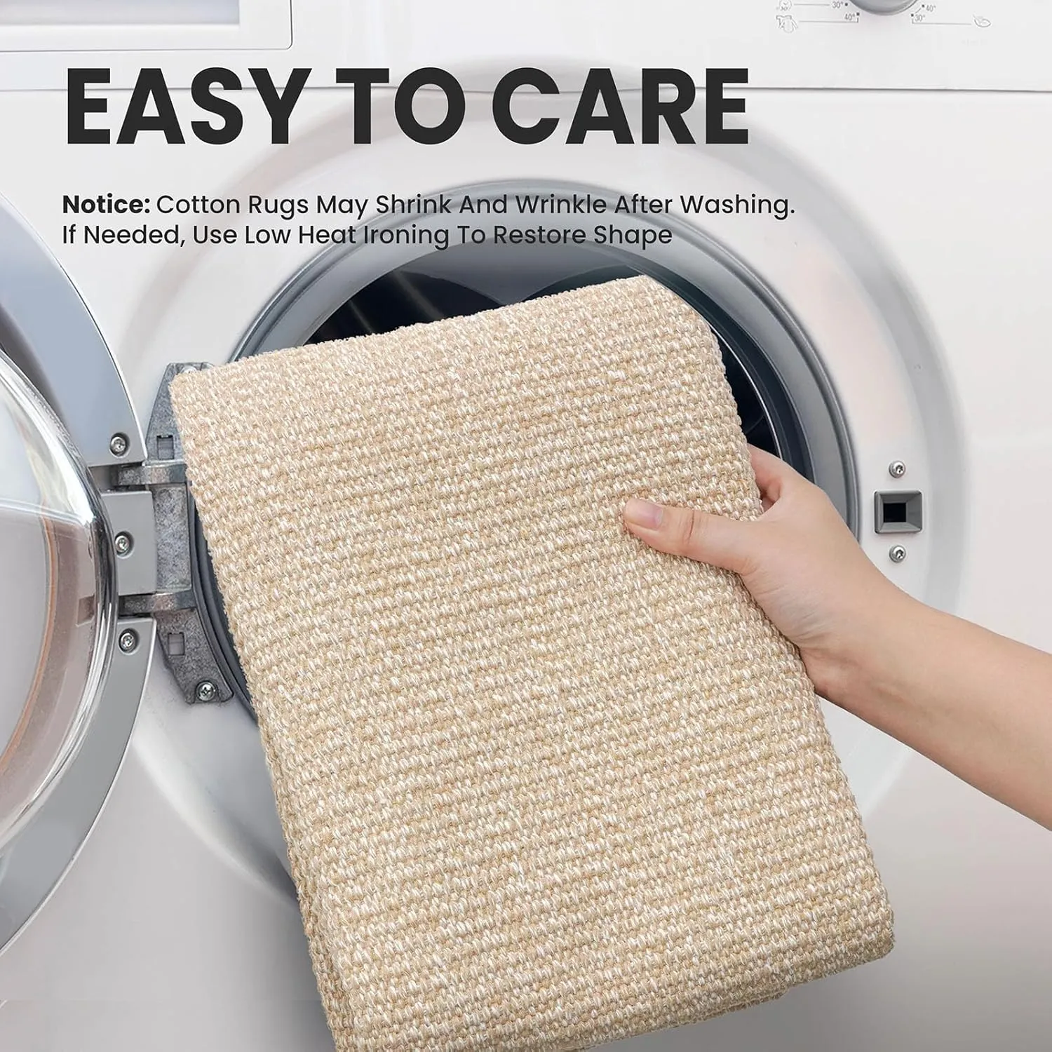 EARTHALL Washable Runner Rug 2x7 Ft Non Slip Runners for Hallways Cotton Rubber Backed Kitchen Runner Braided Indoor Floor Carpet Runners for Entryway, Hallway, Kitchen, Bedroom, Beige/White