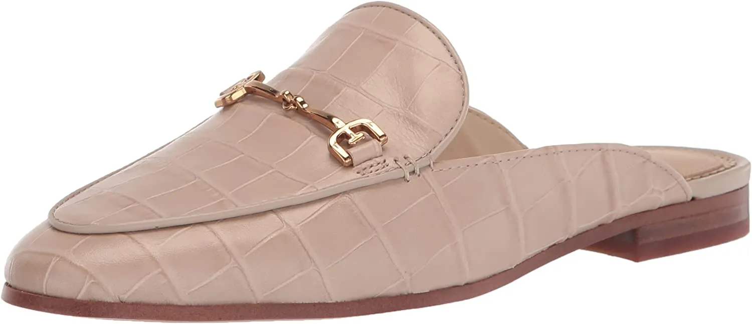 Edelman French On Sam Fashion Worth the price Mules Linnie Customer-favorite Golden Rounded Accented Slip Toe Oak
