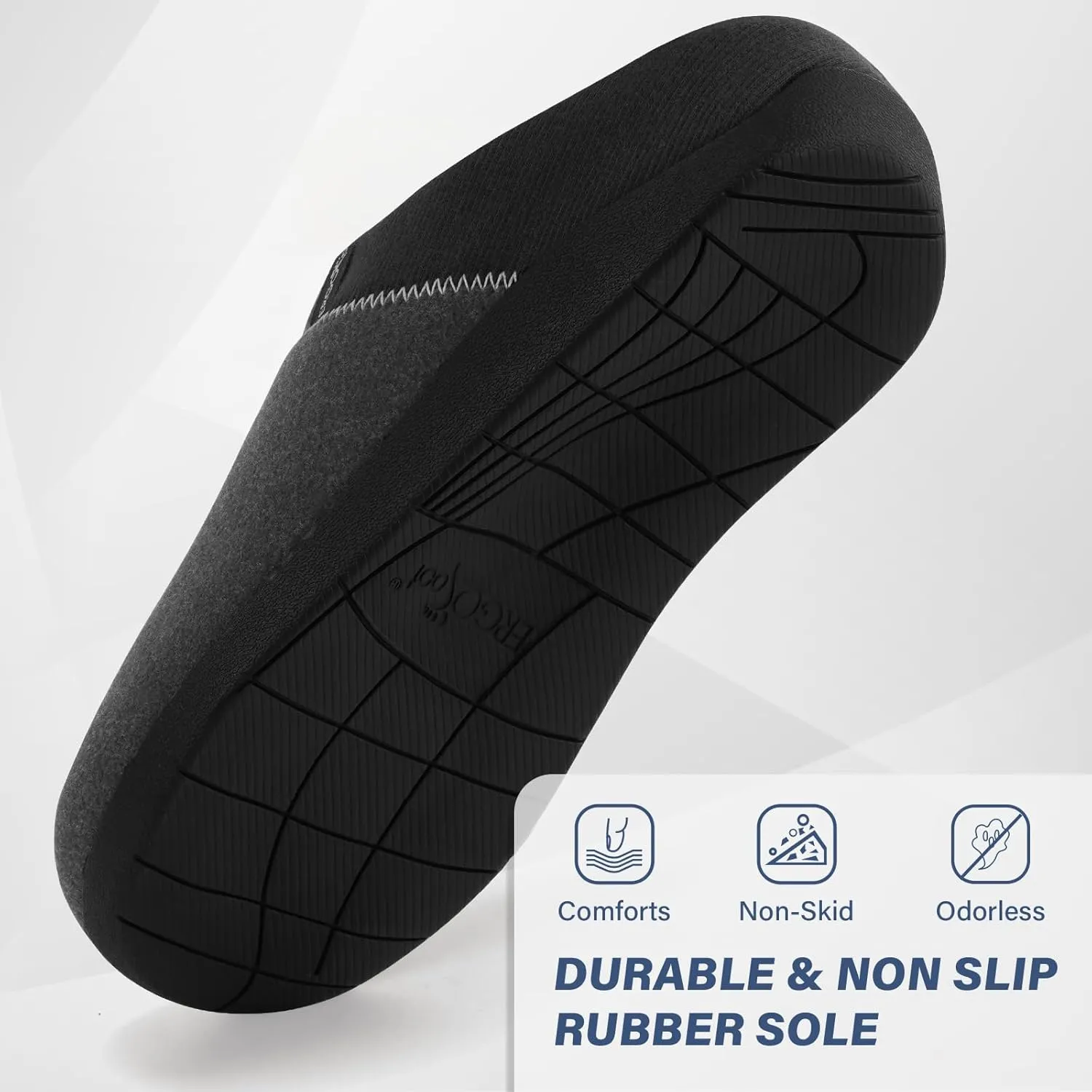 ERGOfoot Orthotic Slippers with Arch Support, Ideal for Plantar Fasciitis, Flat Feet, Heel Pain Relief, Slip on Clog Indoor Outdoor House Shoes with Anti-Skid Rubber Sole