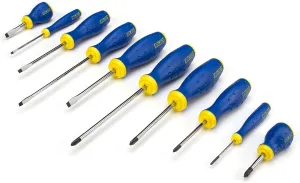 Estwing 10-Piece Phillips and Slotted Screwdriver Set, Magnetic Black Oxide Tips, Chrome Vanadium Steel Shafts, Ergonomic Grip TPR Rubber Handles