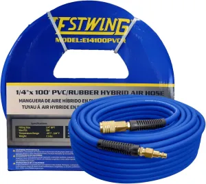 Estwing E14100PVCR 1/4" x 100' PVC/Rubber Hybrid Air Hose with Brass Fittings