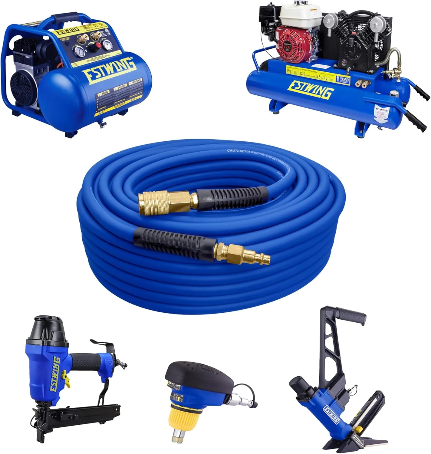 Estwing E14100PVCR 1/4" x 100' PVC/Rubber Hybrid Air Hose with Brass Fittings