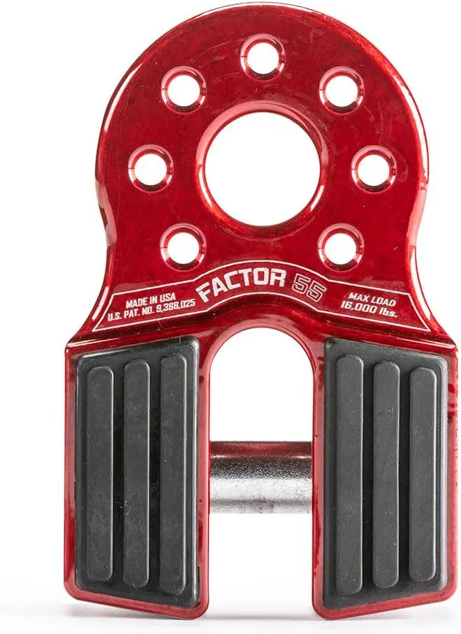Factor55 00050-01 Flatlink Original Folding Winch Shackle Bracket Max Load Rating 16,000 lb Ultimate Failure Greater Than 40,000 lb Ideal for 4x4 Off Road Adventures – Red