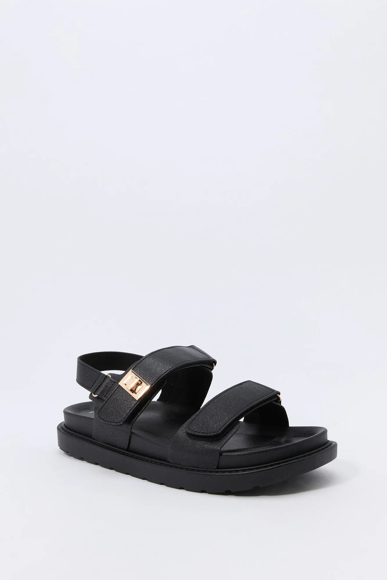 Faux Leather Velcro Strap Sandal