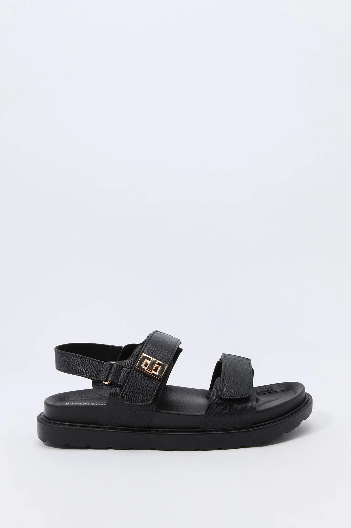 Faux Leather Velcro Strap Sandal