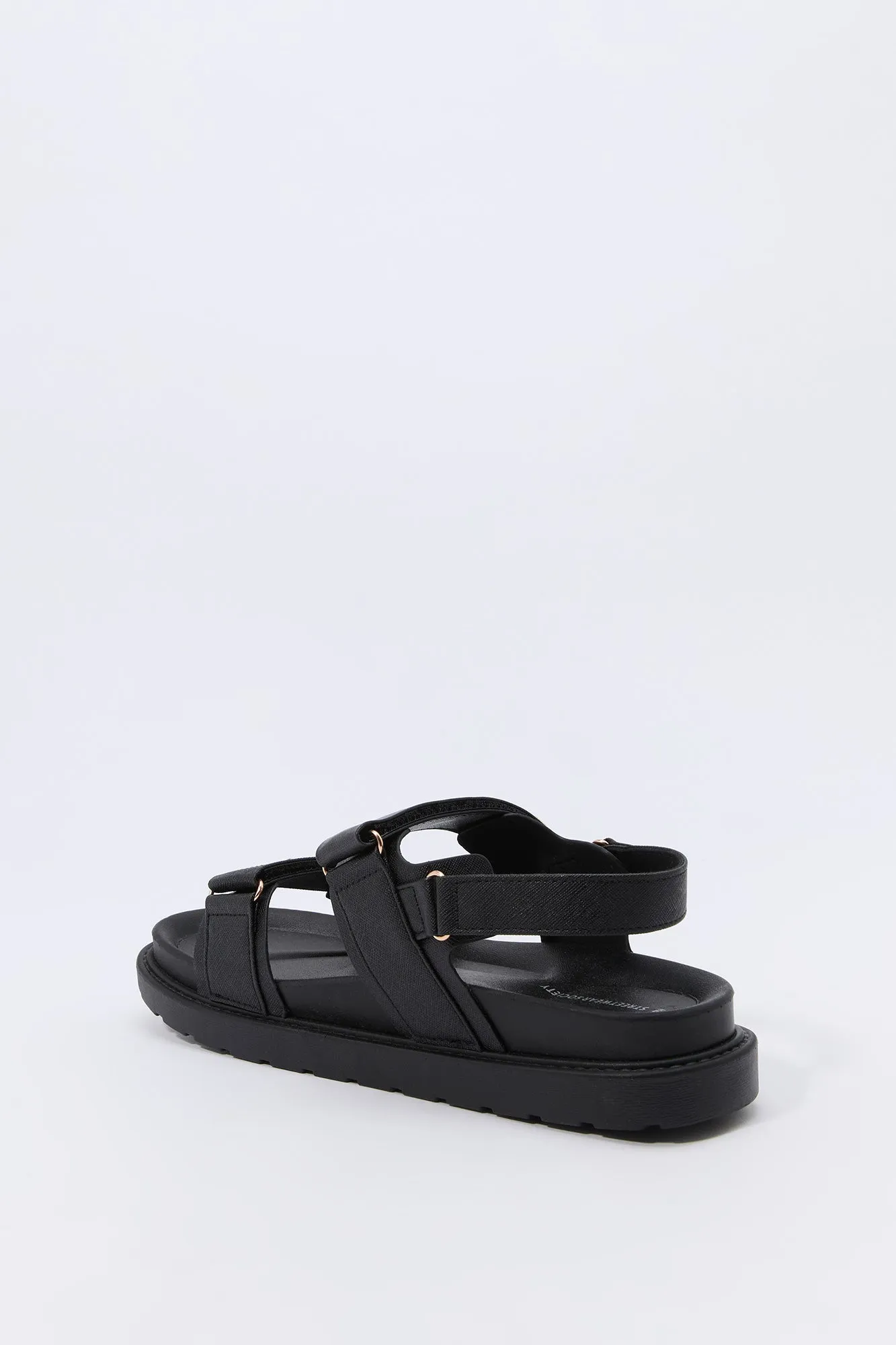 Faux Leather Velcro Strap Sandal