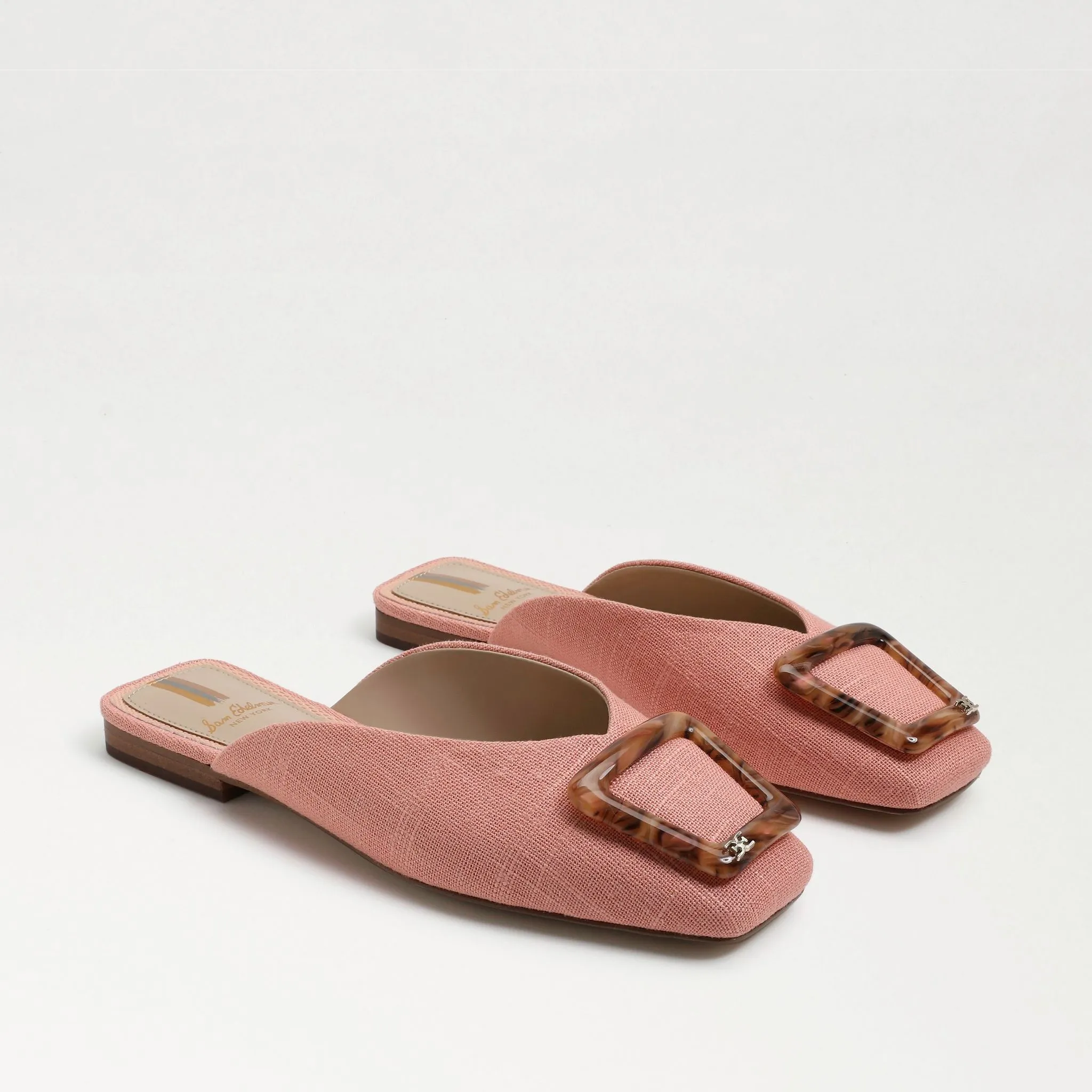 Festive offer Mules All-encompassing selection Toe Linen Flat Clay Buckled Edelman On Fashion Square Lavina Sam Slip