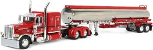 First Gear 389X with 63” Flat Top Sleeper and Heil Fuel Tank Trailer Wayne Transports Red with Black Stripes Big Rigs Series II #1" 1/64 Diecast Model by DCP 69-2000