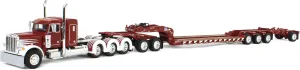 First Gear DCP 1/64 Peterbilt 379 Tri-Axle Flat Top with Fontaine Magnitude Tri-Axle Lowboy Trailer with Booster & Stinger 60-2015