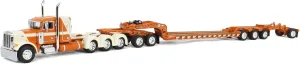 First Gear DCP 1/64 Peterbilt 379 Tri-Axle Flat Top with Fontaine Magnitude Tri-Axle Lowboy Trailer with Booster & Stinger 60-2016